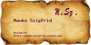 Mauks Szigfrid névjegykártya